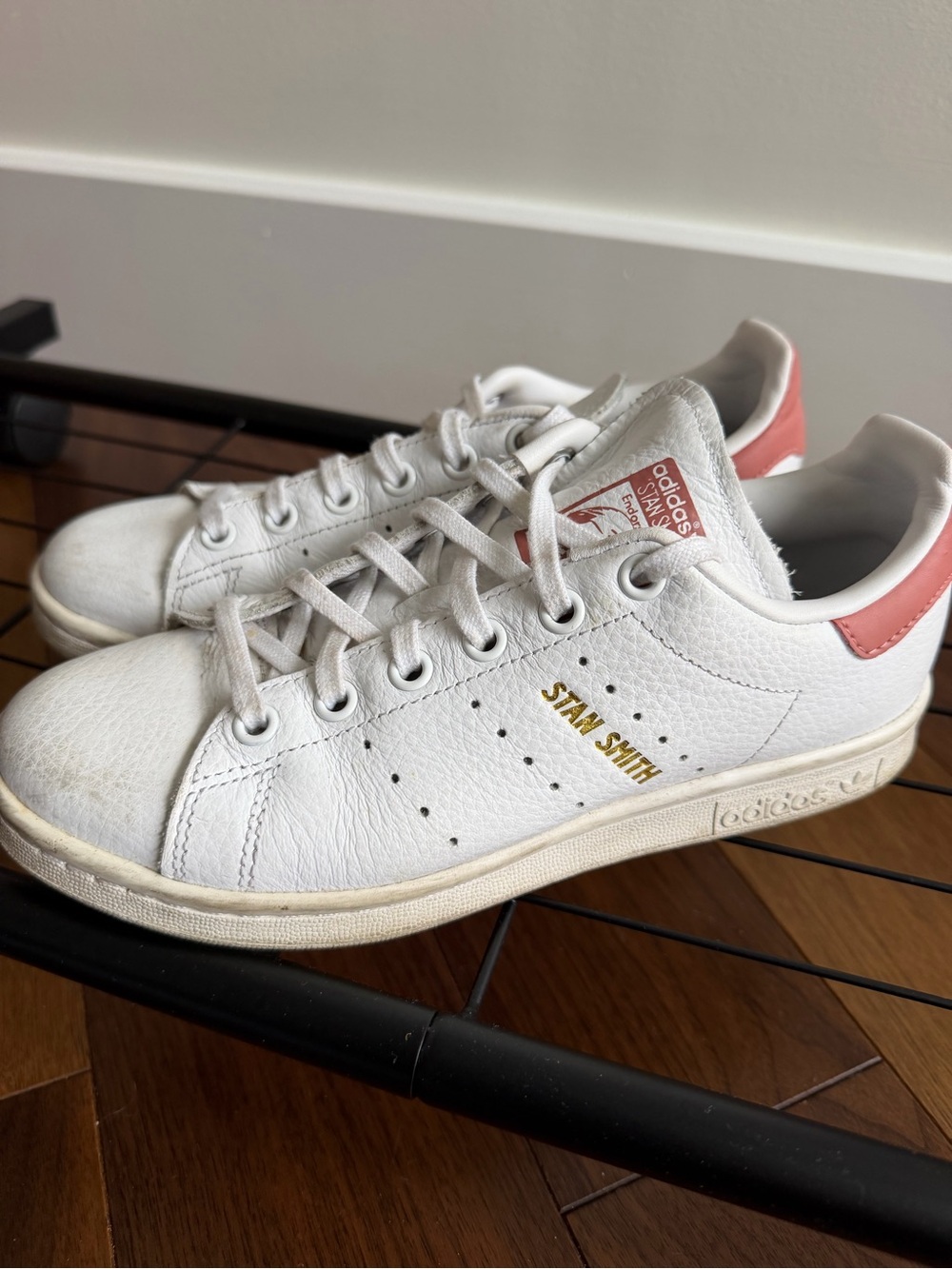 Adidas Stan Smith White & Rose Pink Leather Sneakers Size US 4.5 / EU 36.5